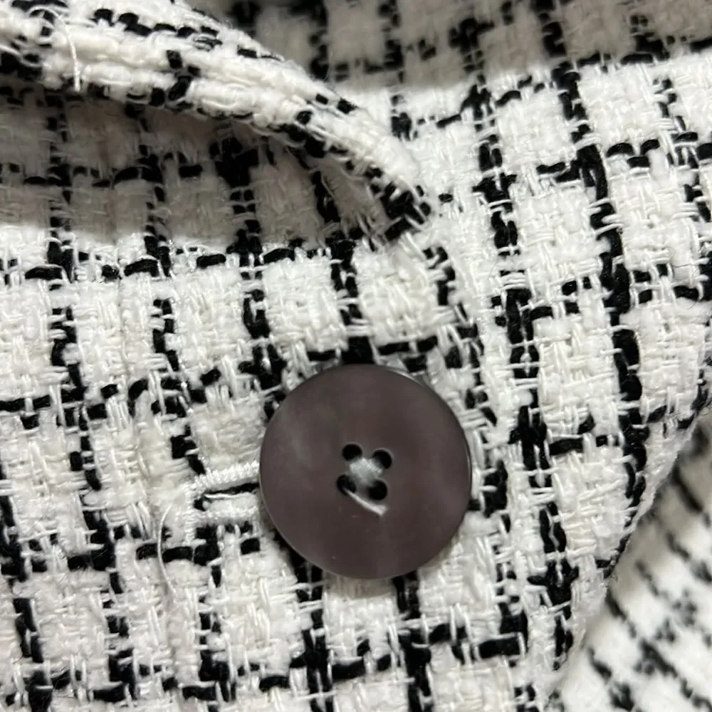 J. Crew Factory Tweed collared lady jacket Black and White NWT